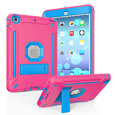 Custodia Silicone e Plastica Opaca Cover con Supporto YJ2 per Apple iPad Mini Rosa Caldo