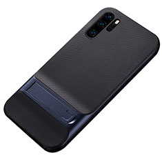 Custodia Silicone e Plastica Opaca Cover con Supporto Z01 per Huawei P30 Pro Blu