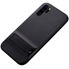 Custodia Silicone e Plastica Opaca Cover con Supporto Z01 per Huawei P30 Pro New Edition Nero