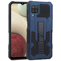 Custodia Silicone e Plastica Opaca Cover con Supporto ZJ1 per Samsung Galaxy A12 Nacho Blu