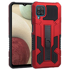 Custodia Silicone e Plastica Opaca Cover con Supporto ZJ1 per Samsung Galaxy A12 Nacho Rosso