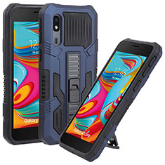 Custodia Silicone e Plastica Opaca Cover con Supporto ZJ1 per Samsung Galaxy A2 Core A260F A260G Blu