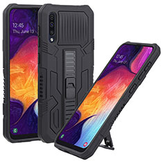 Custodia Silicone e Plastica Opaca Cover con Supporto ZJ1 per Samsung Galaxy A50 Nero