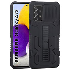 Custodia Silicone e Plastica Opaca Cover con Supporto ZJ1 per Samsung Galaxy A72 4G Nero