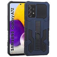 Custodia Silicone e Plastica Opaca Cover con Supporto ZJ1 per Samsung Galaxy A72 5G Blu
