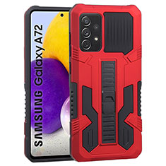Custodia Silicone e Plastica Opaca Cover con Supporto ZJ1 per Samsung Galaxy A72 5G Rosso