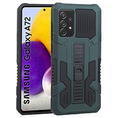 Custodia Silicone e Plastica Opaca Cover con Supporto ZJ1 per Samsung Galaxy A72 5G Verde