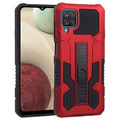 Custodia Silicone e Plastica Opaca Cover con Supporto ZJ1 per Samsung Galaxy F12 Rosso