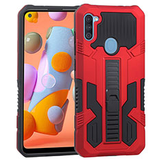 Custodia Silicone e Plastica Opaca Cover con Supporto ZJ1 per Samsung Galaxy M11 Rosso