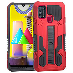 Custodia Silicone e Plastica Opaca Cover con Supporto ZJ1 per Samsung Galaxy M31 Prime Edition Rosso