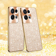 Custodia Silicone e Plastica Opaca Cover Fronte e Retro 360 Gradi Bling-Bling GS1 per Oppo Reno8 Pro+ Plus 5G Oro