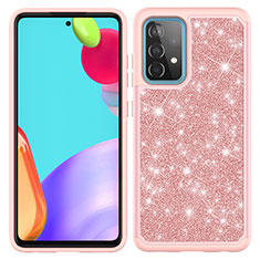 Custodia Silicone e Plastica Opaca Cover Fronte e Retro 360 Gradi Bling-Bling JX1 per Samsung Galaxy A52 5G Oro Rosa