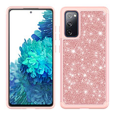 Custodia Silicone e Plastica Opaca Cover Fronte e Retro 360 Gradi Bling-Bling JX1 per Samsung Galaxy S20 FE (2022) 5G Oro Rosa