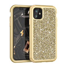 Custodia Silicone e Plastica Opaca Cover Fronte e Retro 360 Gradi Bling-Bling per Apple iPhone 11 Oro