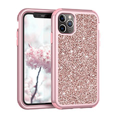 Custodia Silicone e Plastica Opaca Cover Fronte e Retro 360 Gradi Bling-Bling per Apple iPhone 11 Pro Oro Rosa