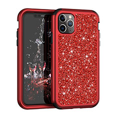 Custodia Silicone e Plastica Opaca Cover Fronte e Retro 360 Gradi Bling-Bling per Apple iPhone 11 Pro Rosso