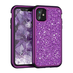 Custodia Silicone e Plastica Opaca Cover Fronte e Retro 360 Gradi Bling-Bling per Apple iPhone 11 Viola