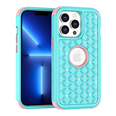 Custodia Silicone e Plastica Opaca Cover Fronte e Retro 360 Gradi Bling-Bling per Apple iPhone 13 Pro Max Blu