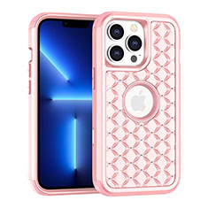 Custodia Silicone e Plastica Opaca Cover Fronte e Retro 360 Gradi Bling-Bling per Apple iPhone 13 Pro Max Oro Rosa