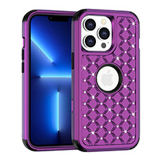 Custodia Silicone e Plastica Opaca Cover Fronte e Retro 360 Gradi Bling-Bling per Apple iPhone 13 Pro Max Viola