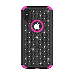 Custodia Silicone e Plastica Opaca Cover Fronte e Retro 360 Gradi Bling-Bling per Apple iPhone Xs Multicolore