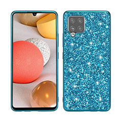 Custodia Silicone e Plastica Opaca Cover Fronte e Retro 360 Gradi Bling-Bling per Samsung Galaxy A42 5G Cielo Blu