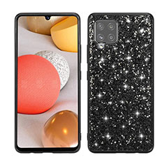 Custodia Silicone e Plastica Opaca Cover Fronte e Retro 360 Gradi Bling-Bling per Samsung Galaxy A42 5G Nero