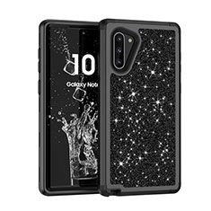 Custodia Silicone e Plastica Opaca Cover Fronte e Retro 360 Gradi Bling-Bling per Samsung Galaxy Note 10 Nero