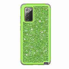 Custodia Silicone e Plastica Opaca Cover Fronte e Retro 360 Gradi Bling-Bling per Samsung Galaxy Note 20 5G Verde