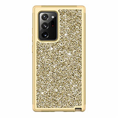 Custodia Silicone e Plastica Opaca Cover Fronte e Retro 360 Gradi Bling-Bling per Samsung Galaxy Note 20 Ultra 5G Oro