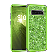 Custodia Silicone e Plastica Opaca Cover Fronte e Retro 360 Gradi Bling-Bling per Samsung Galaxy S10 5G Verde