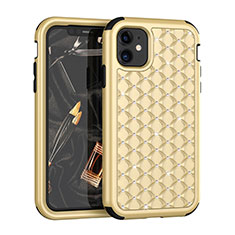 Custodia Silicone e Plastica Opaca Cover Fronte e Retro 360 Gradi Bling-Bling U01 per Apple iPhone 11 Oro e Nero