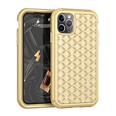 Custodia Silicone e Plastica Opaca Cover Fronte e Retro 360 Gradi Bling-Bling U01 per Apple iPhone 11 Pro Oro