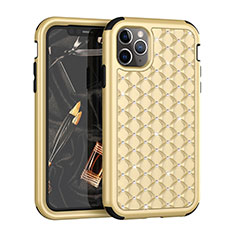 Custodia Silicone e Plastica Opaca Cover Fronte e Retro 360 Gradi Bling-Bling U01 per Apple iPhone 11 Pro Oro e Nero