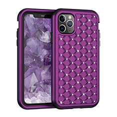 Custodia Silicone e Plastica Opaca Cover Fronte e Retro 360 Gradi Bling-Bling U01 per Apple iPhone 11 Pro Viola