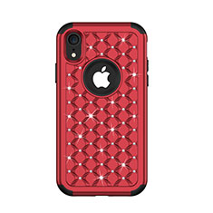 Custodia Silicone e Plastica Opaca Cover Fronte e Retro 360 Gradi Bling-Bling U01 per Apple iPhone XR Rosso