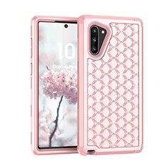 Custodia Silicone e Plastica Opaca Cover Fronte e Retro 360 Gradi Bling-Bling U01 per Samsung Galaxy Note 10 5G Oro Rosa