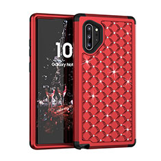 Custodia Silicone e Plastica Opaca Cover Fronte e Retro 360 Gradi Bling-Bling U01 per Samsung Galaxy Note 10 Plus 5G Rosso