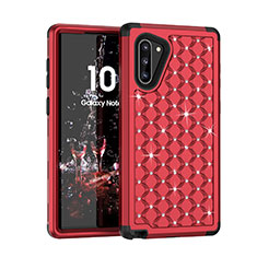 Custodia Silicone e Plastica Opaca Cover Fronte e Retro 360 Gradi Bling-Bling U01 per Samsung Galaxy Note 10 Rosso