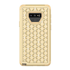 Custodia Silicone e Plastica Opaca Cover Fronte e Retro 360 Gradi Bling-Bling U01 per Samsung Galaxy Note 9 Oro