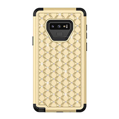 Custodia Silicone e Plastica Opaca Cover Fronte e Retro 360 Gradi Bling-Bling U01 per Samsung Galaxy Note 9 Oro e Nero