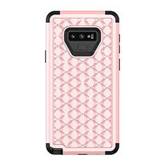 Custodia Silicone e Plastica Opaca Cover Fronte e Retro 360 Gradi Bling-Bling U01 per Samsung Galaxy Note 9 Rosa