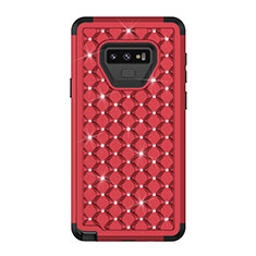 Custodia Silicone e Plastica Opaca Cover Fronte e Retro 360 Gradi Bling-Bling U01 per Samsung Galaxy Note 9 Rosso
