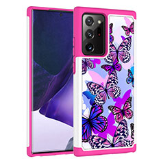 Custodia Silicone e Plastica Opaca Cover Fronte e Retro 360 Gradi JX1 per Samsung Galaxy Note 20 Ultra 5G Rosa Caldo