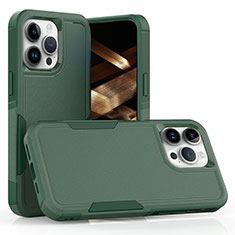 Custodia Silicone e Plastica Opaca Cover Fronte e Retro 360 Gradi MQ1 per Apple iPhone 13 Pro Max Verde Notte
