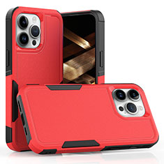 Custodia Silicone e Plastica Opaca Cover Fronte e Retro 360 Gradi MQ1 per Apple iPhone 14 Pro Rosso