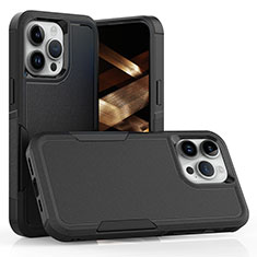 Custodia Silicone e Plastica Opaca Cover Fronte e Retro 360 Gradi MQ1 per Apple iPhone 15 Pro Nero
