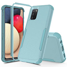 Custodia Silicone e Plastica Opaca Cover Fronte e Retro 360 Gradi MQ1 per Samsung Galaxy A02s Azzurro
