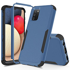 Custodia Silicone e Plastica Opaca Cover Fronte e Retro 360 Gradi MQ1 per Samsung Galaxy A02s Blu e Nero
