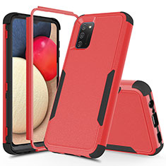 Custodia Silicone e Plastica Opaca Cover Fronte e Retro 360 Gradi MQ1 per Samsung Galaxy A02s Rosso